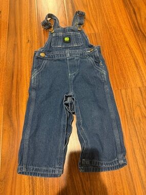 John Deere Blue Denim Kids Overalls with Logo Patch